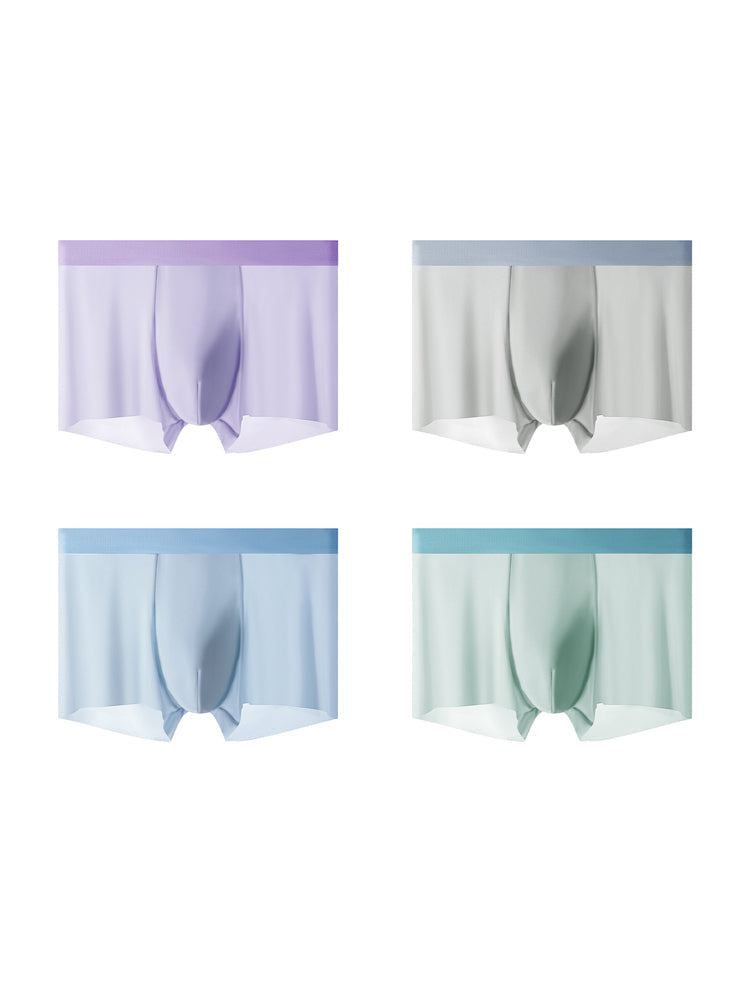 4-Pack Men's Stretch Fit Anti-Odor Seamless Ice Silk Trunks | dmunderwear variant image
