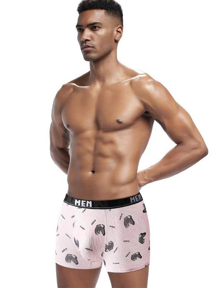 4-Pack Men's Trendy Print Ice Silk Mid-Rise Trunks | dmunderwear detail image 1