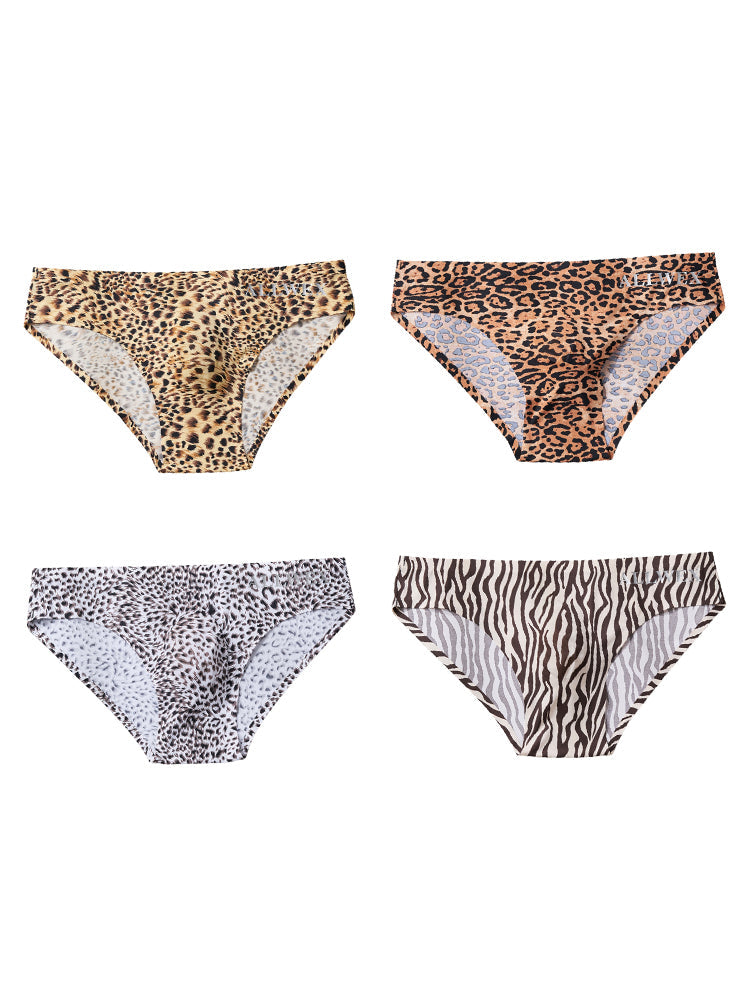 4 Pack Men's U-Pouch Leopard Print Sexy & Contour Fit Briefs | dmunderwear variant image