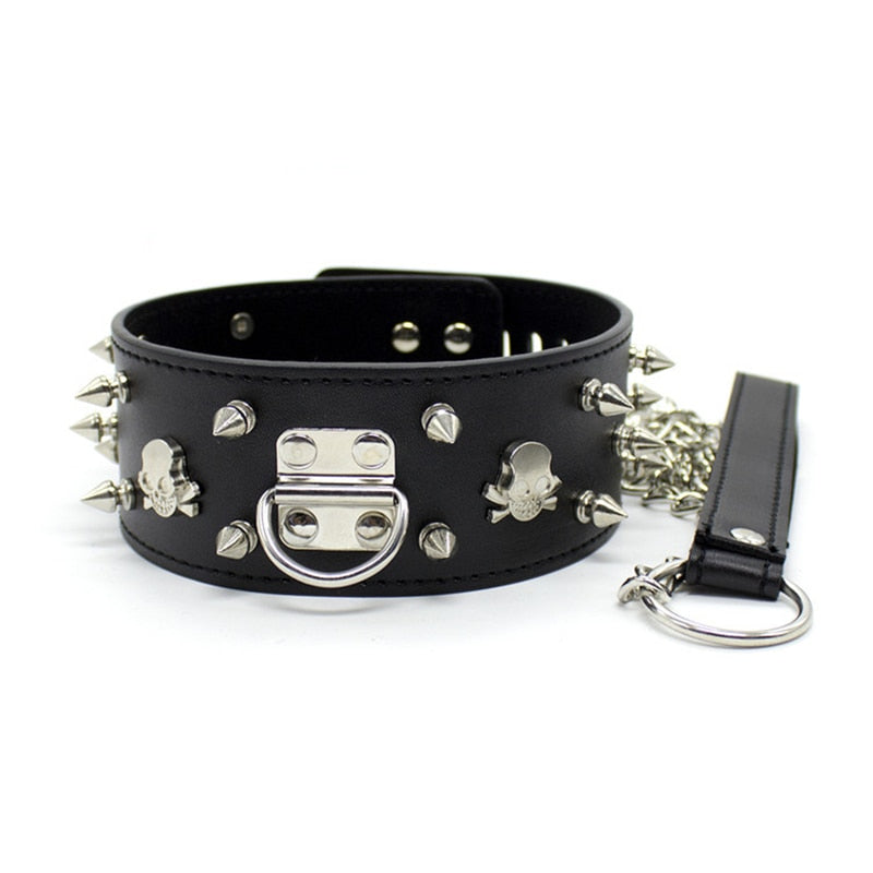 BDSM Studded Collar + Lead | dmunderwear detail image 1