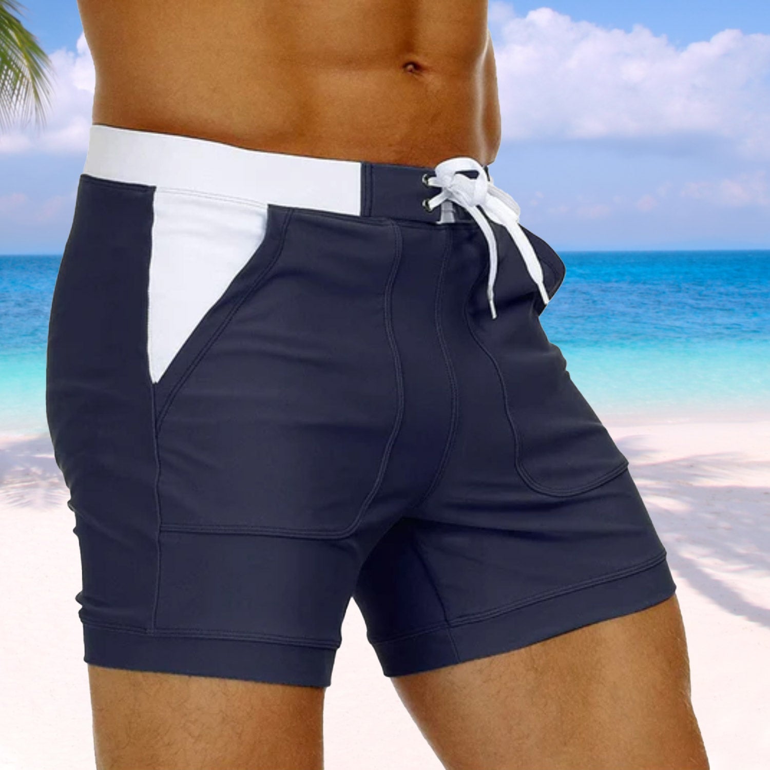 Boxer Stripe Swim Trunks | dmunderwear detail image 1