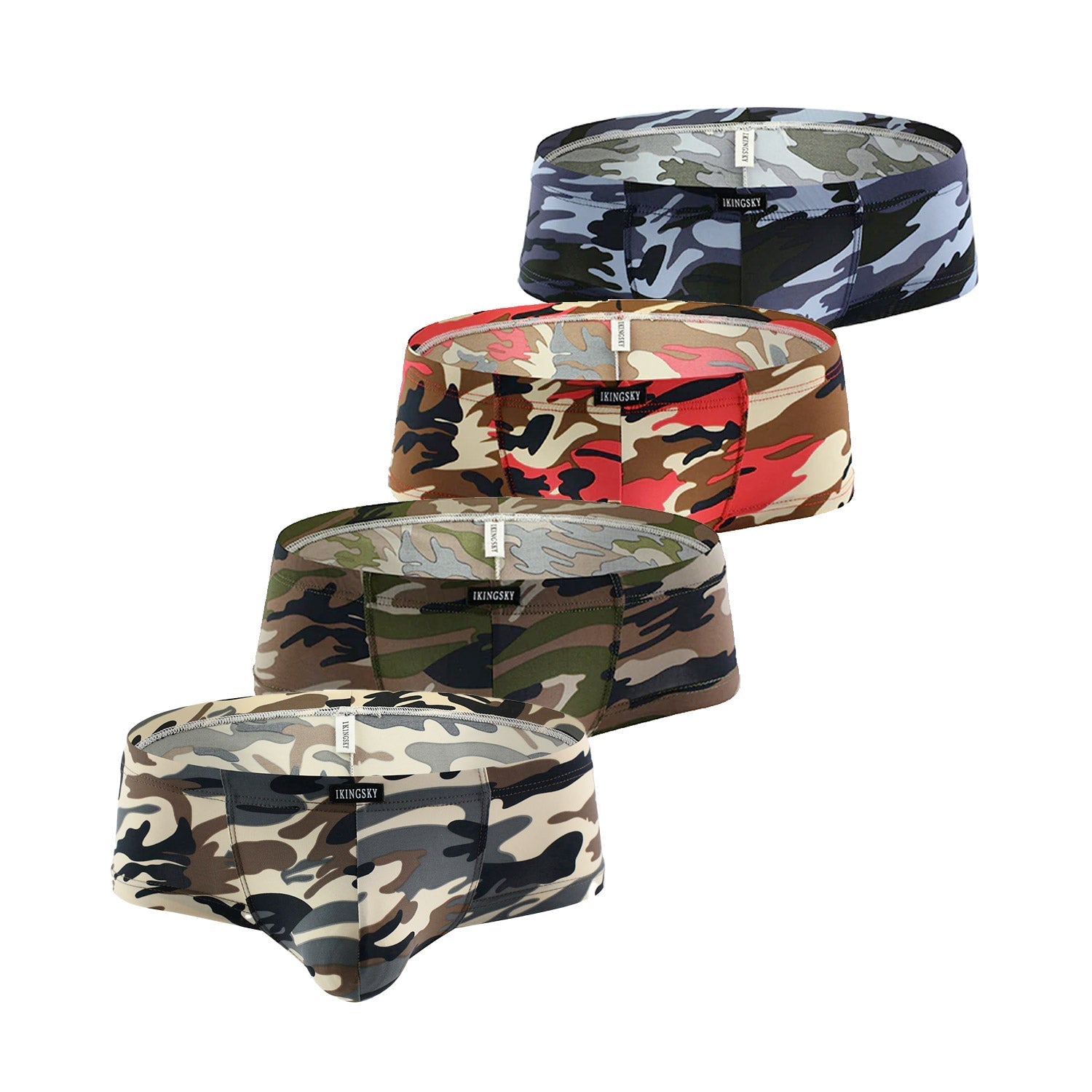 Buns Out Camo Square Cut Boxer Briefs 4-Pack | dmunderwear variant image
