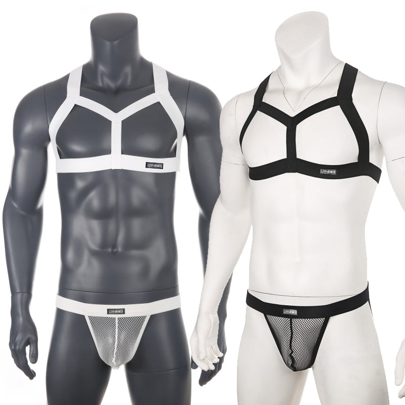 Chest Harness + Mesh Jockstrap Erotic Clubwear | dmunderwear detail image 1