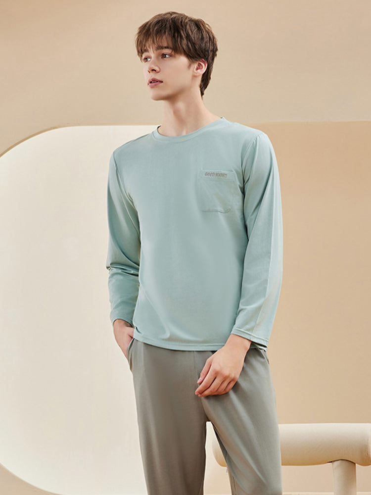Comfortable Modal Cotton Long Sleeve Couple Pajama Set | dmunderwear variant image