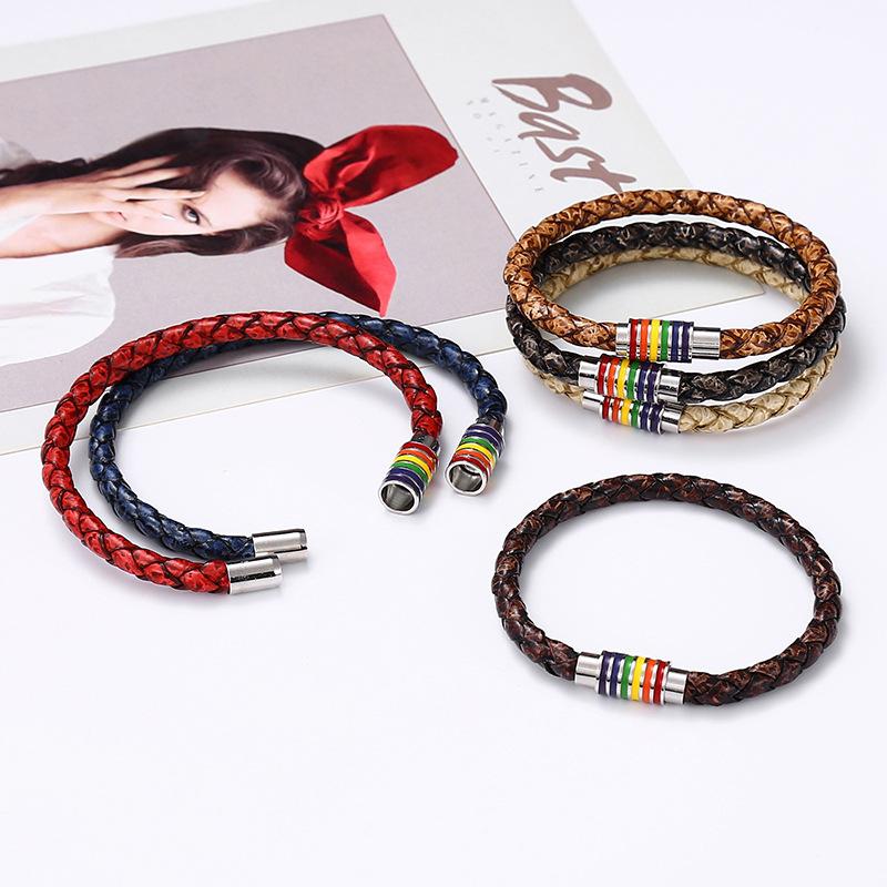 Distressed Woven Tumbler Pride Bracelet | dmunderwear detail image 3