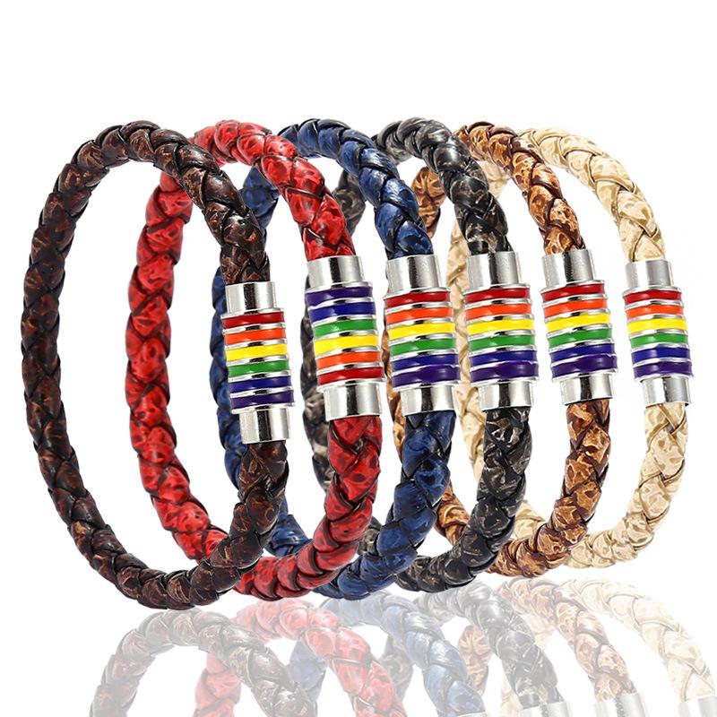 ORVLS Distressed Woven Tumbler Pride Bracelet | dmunderwear detail image 1