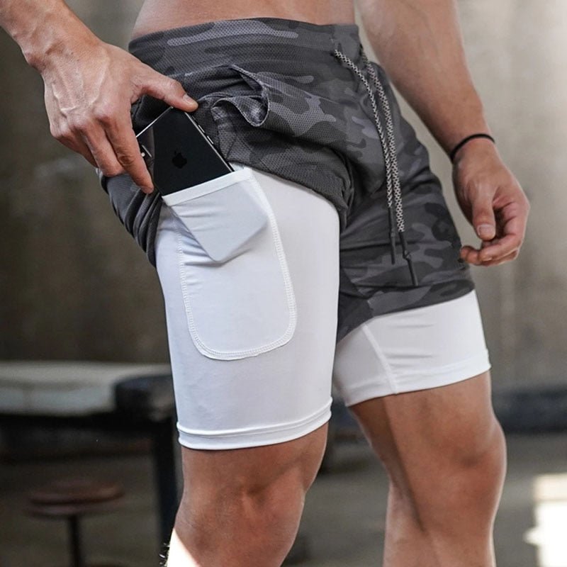 Double Layered Hidden Pocket Running Shorts | dmunderwear detail image 1