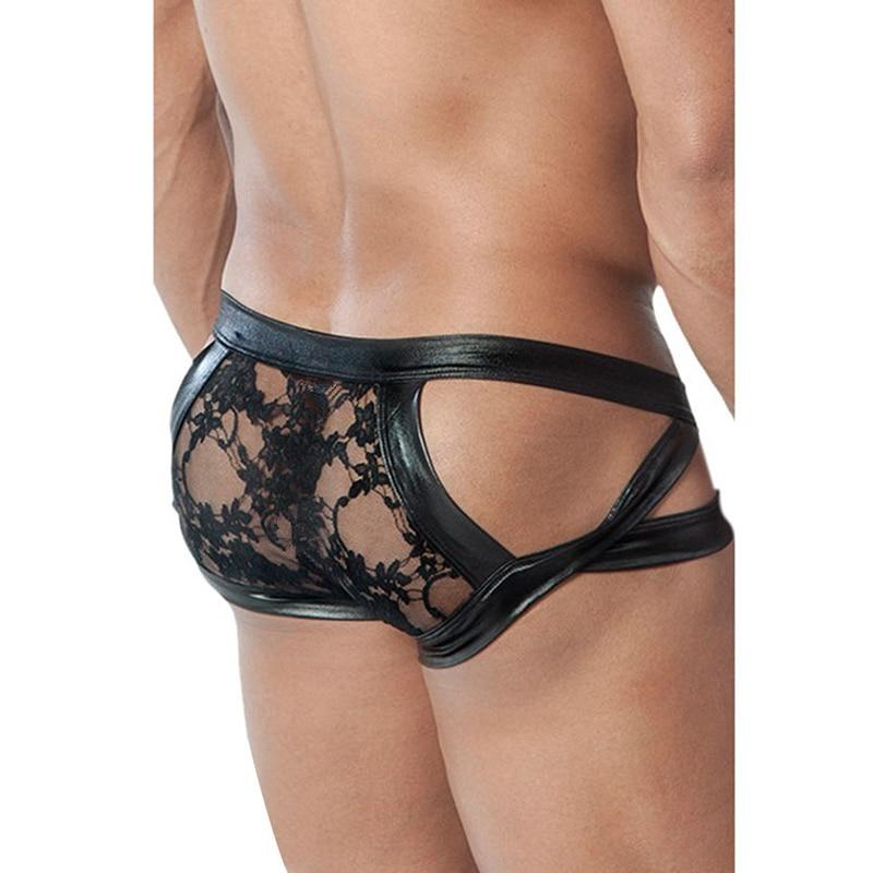 ORVLS Faux Leather Floral Sheer Briefs | dmunderwear product image 2