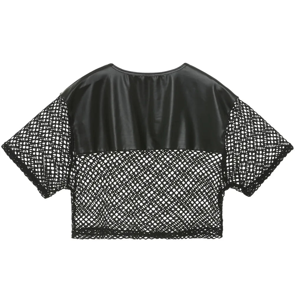 Faux Leather Mesh Crop Top | dmunderwear product image 6