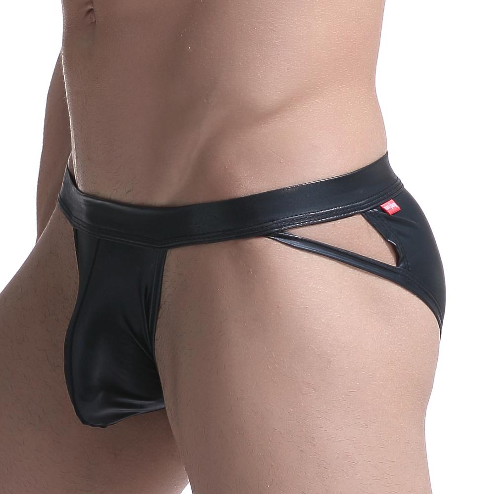 Faux Leather Side Show Briefs | dmunderwear detail image 1
