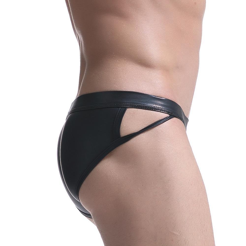 ORVLS Faux Leather Side Show Briefs | dmunderwear detail image 3