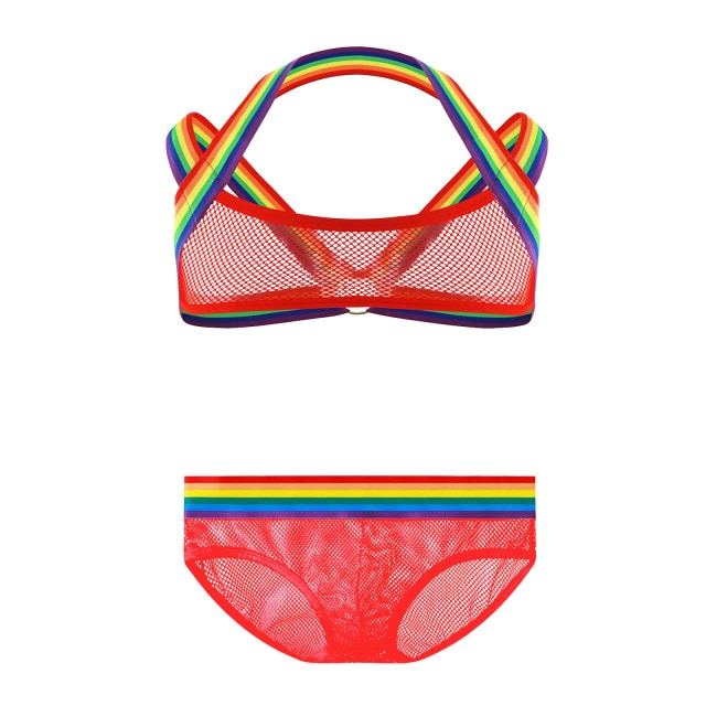 Gay Pride Mesh Harness + Underwear Outfit | dmunderwear detail image 4