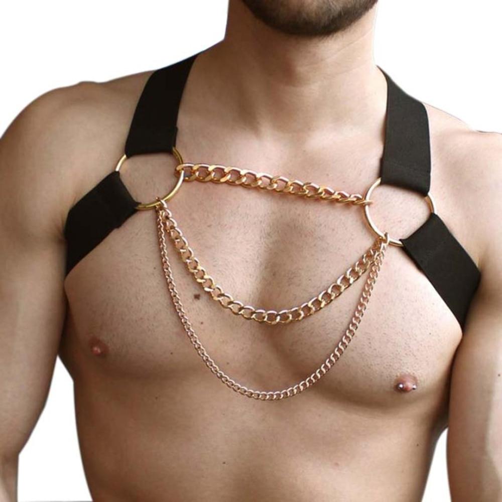 Gold Chain Chest Harness | dmunderwear detail image 1