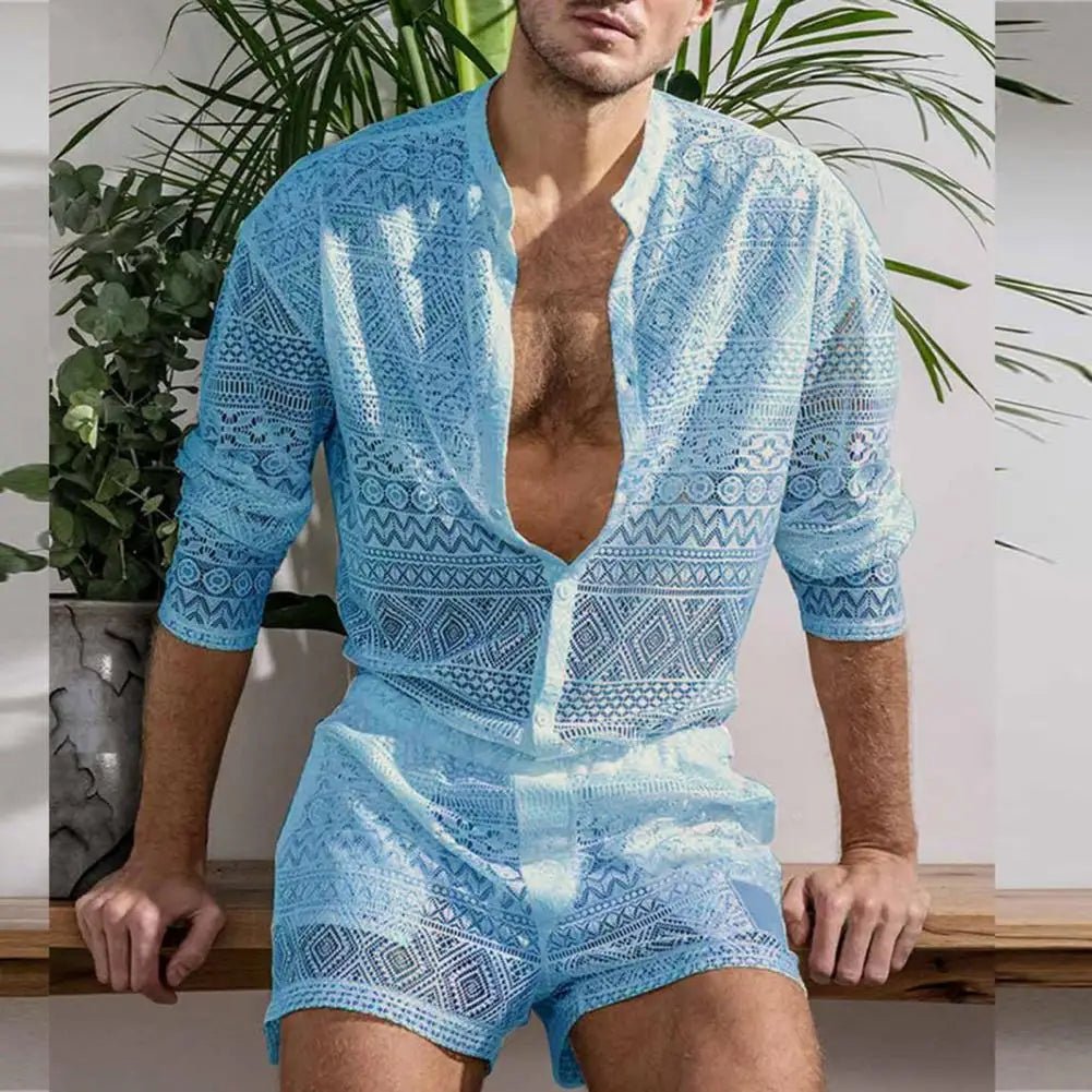 Harmony Button Up Shirt + Shorts | dmunderwear detail image 1