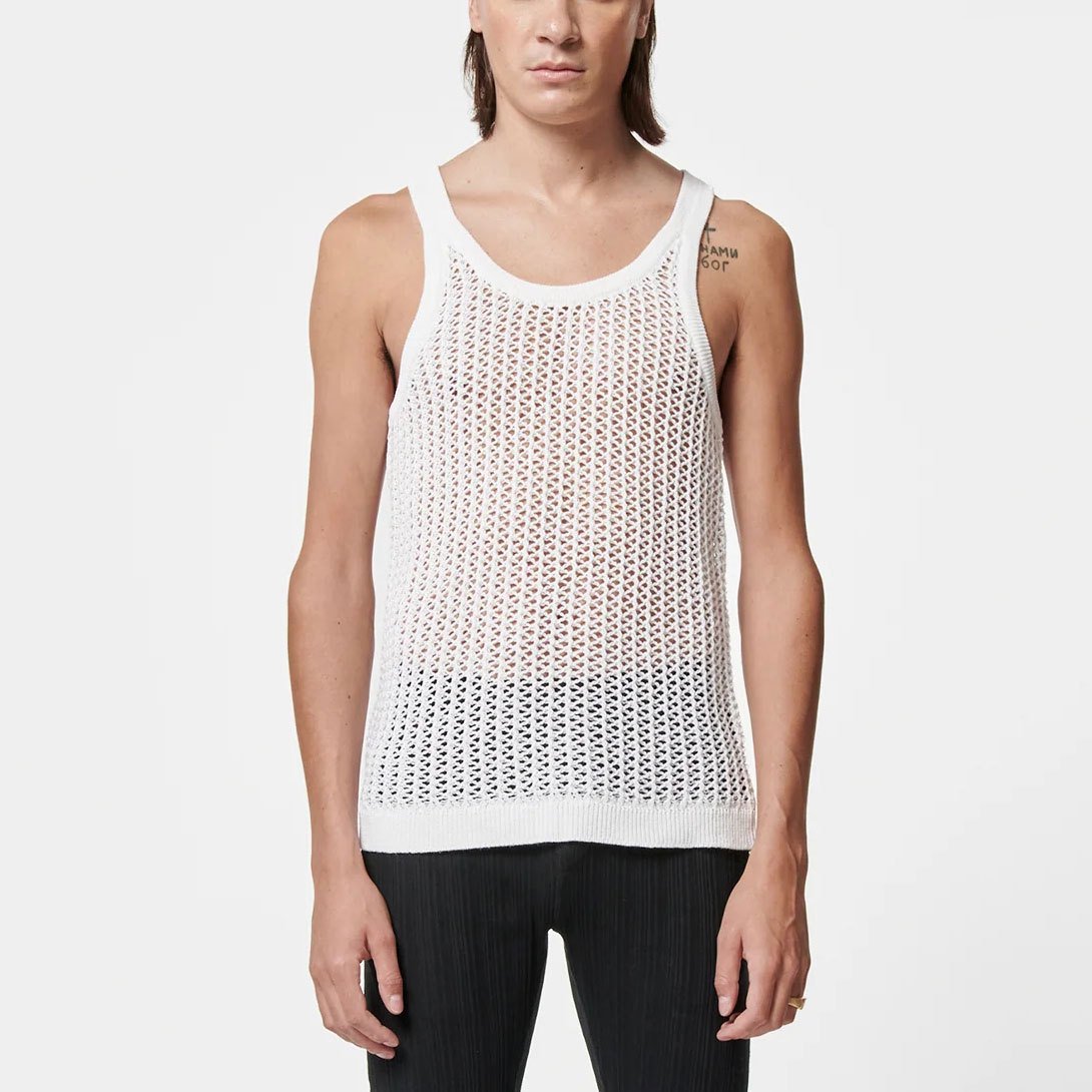 Hollow out see through u neck sleeveless crochet cami top | dmunderwear variant image