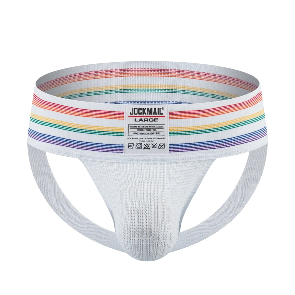 JOCKMAIL Rainbow Wide Waistband Athletic Jockstrap | dmunderwear detail image 1