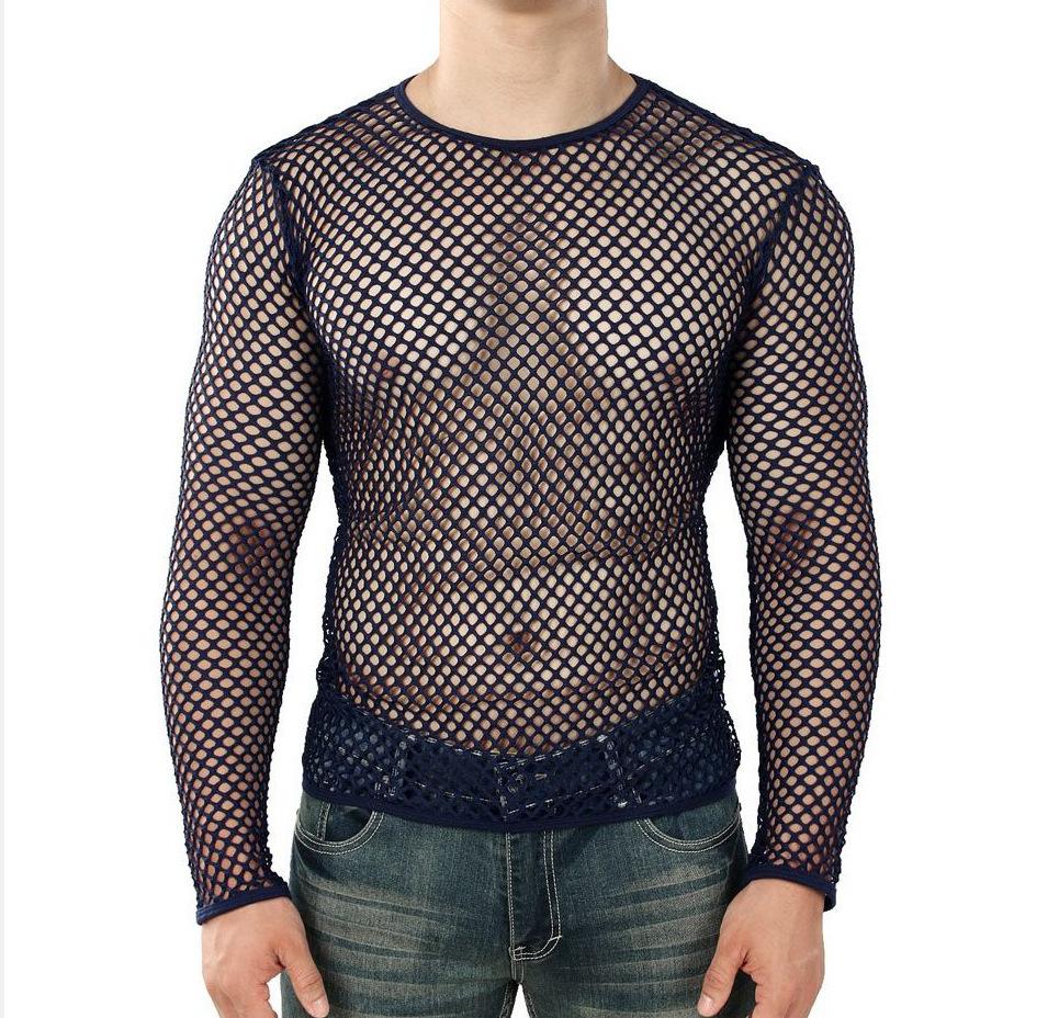 Long sleeve crewneck hollow out see through top | dmunderwear detail image 1