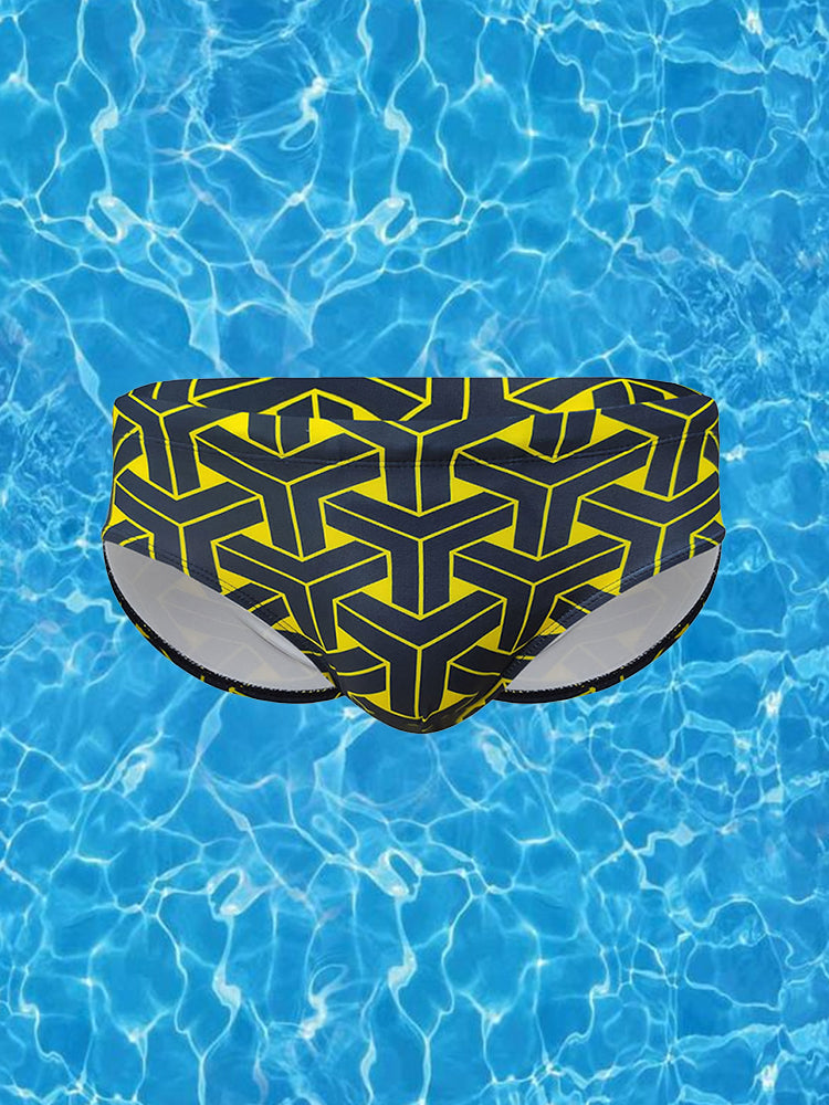 Men's 3D Pouch Printed Fitness Swim Briefs | dmunderwear detail image 1