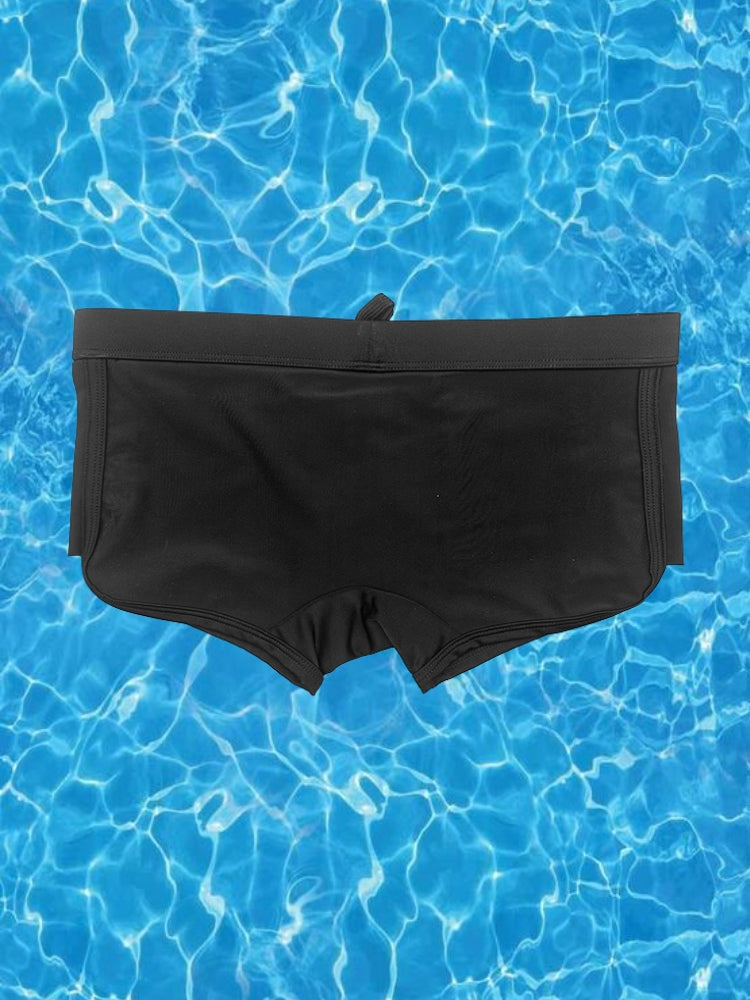 Men's Black Sheer Mesh Expanded Pouch Swim Shorts & Trunks | dmunderwear detail image 1