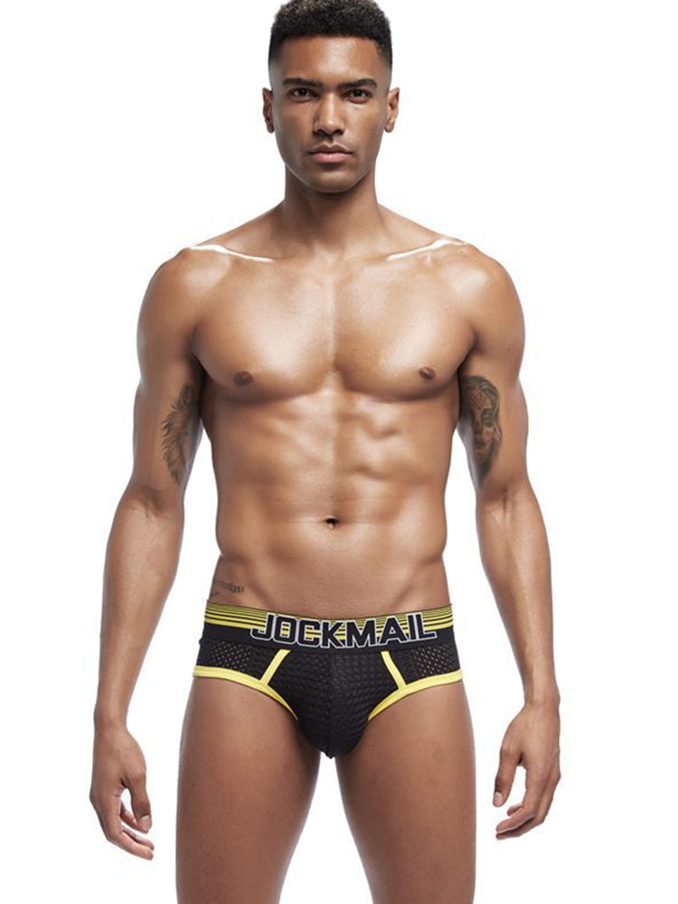 2 Pack Men's Breathable Mesh Luminous U-Pouch Briefs | dmunderwear detail image 1