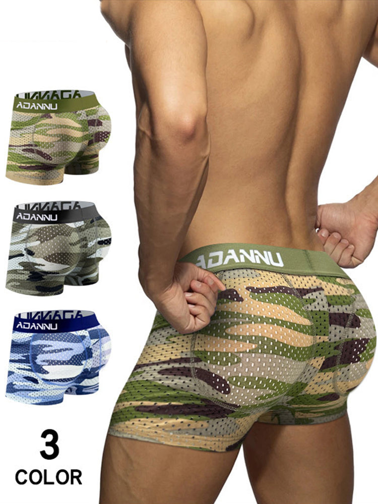 Men's Camouflage Removable Hip Pad Boxer Briefs | dmunderwear detail image 1