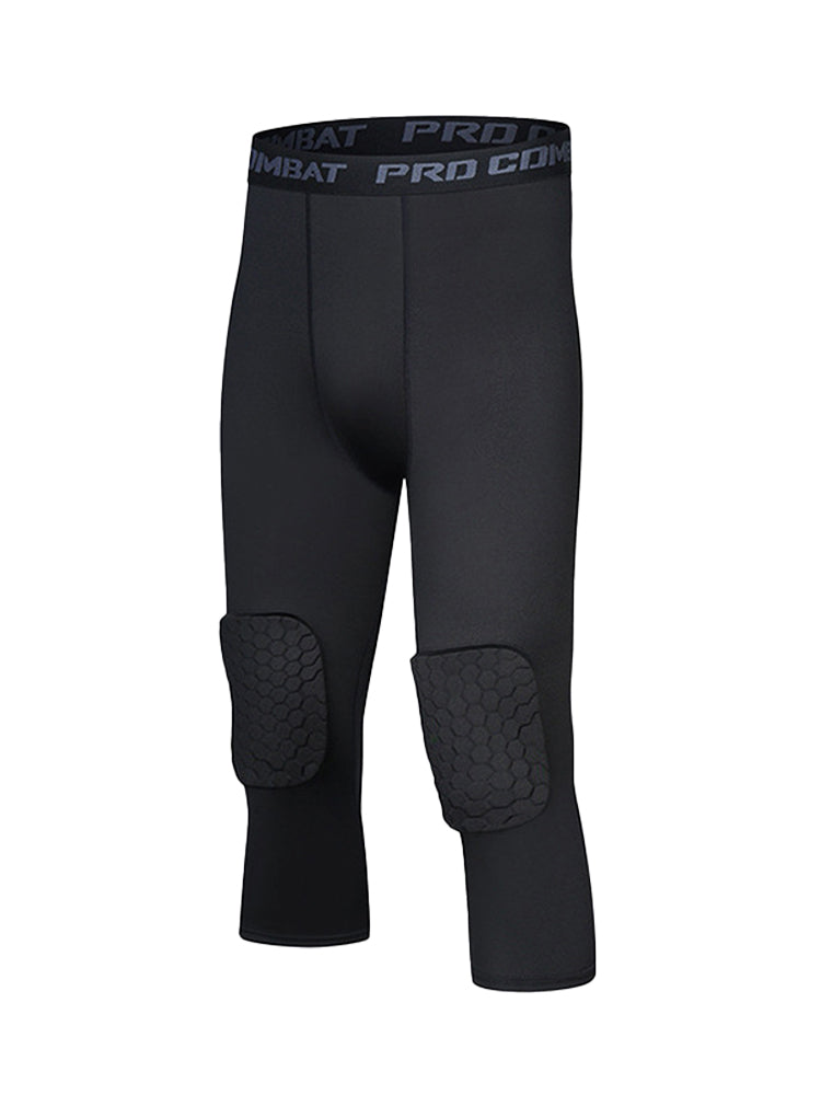 Men's High-Elasticity Impact Protection Hex Knee Guard Activewear Tights | dmunderwear variant image