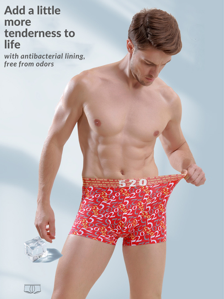 Men's Ice Silk Sexy Breathable Printed Boxers Briefs | dmunderwear detail image 1