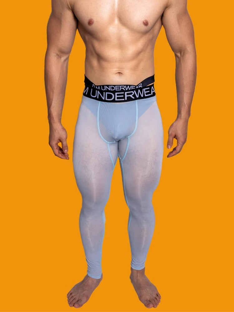 Men's Low-Rise Breathable Silk-Like Semi-Transparent Tights | dmunderwear detail image 1