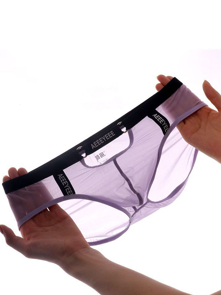 Men's Low Waist Narrow Waist Ice Silk Breathable Convex Pocket Briefs | dmunderwear detail image 1