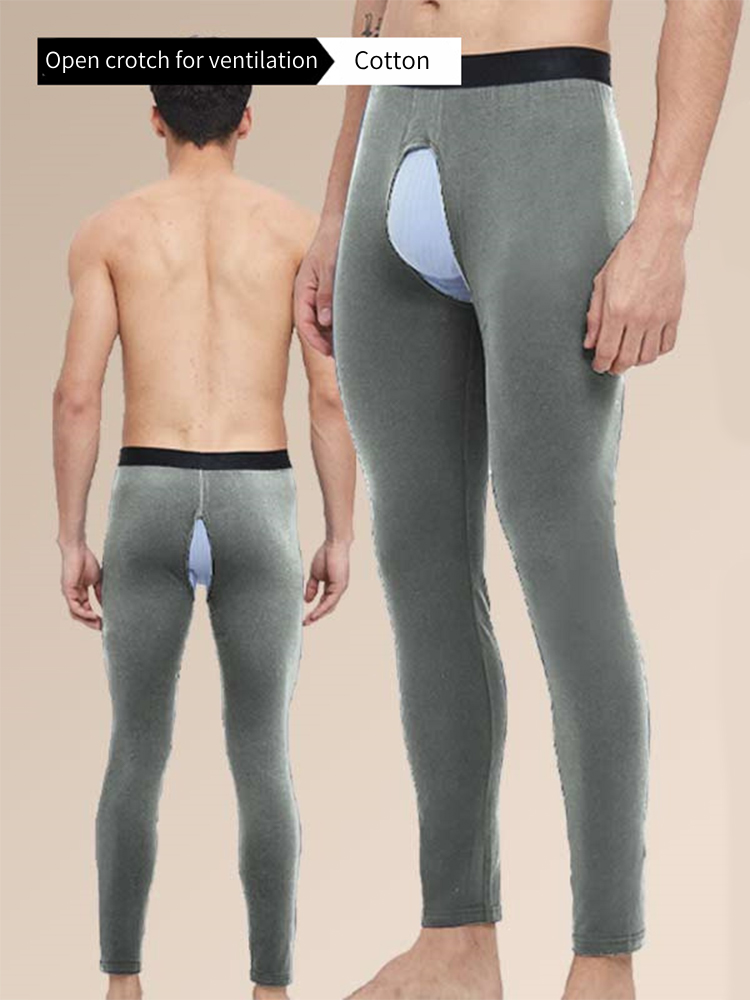 Men's Pure Cotton Open Crotch Breathable Warm Pants | dmunderwear detail image 1