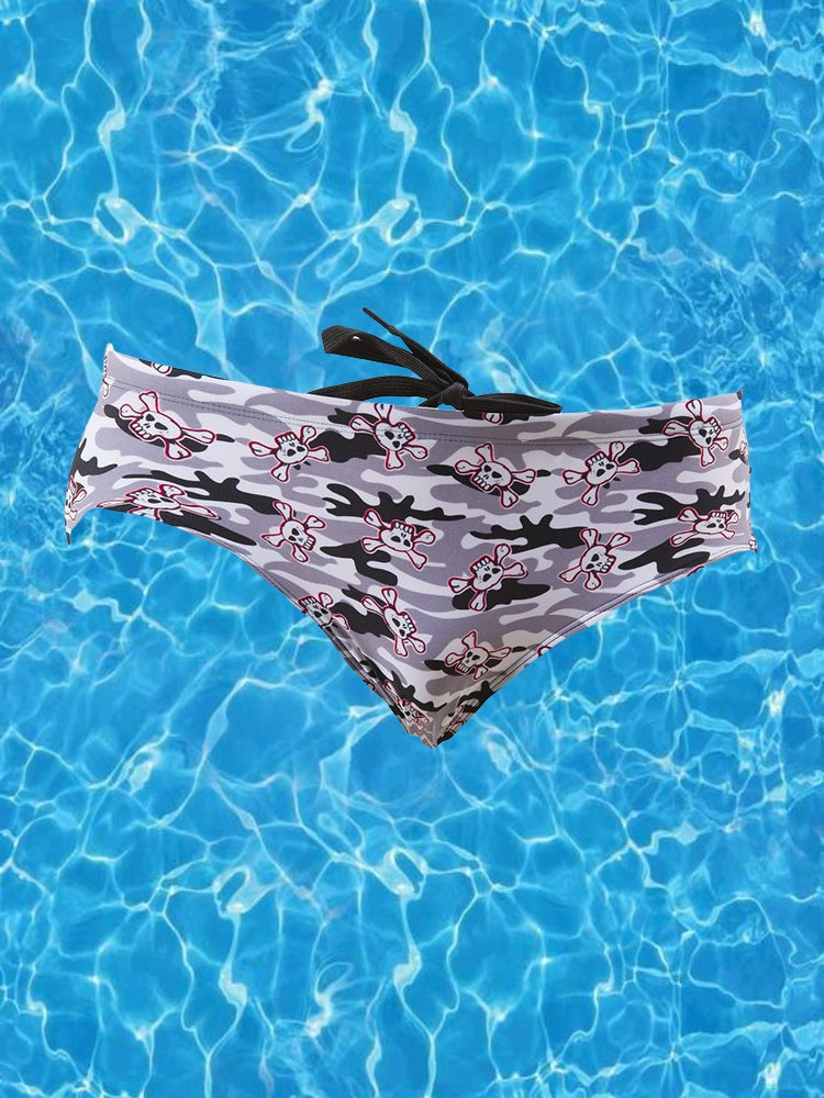 Men's Seamless Comfort Low-Rise Fashionable Graphic Swim Briefs | dmunderwear detail image 1