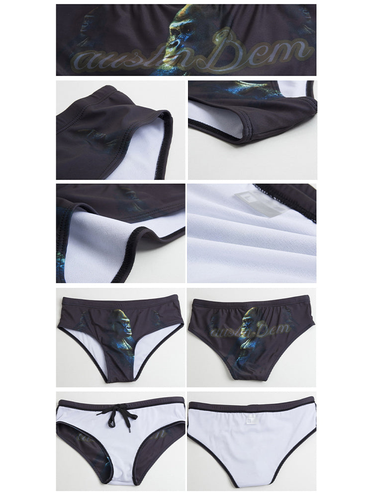 Men's Seamless Comfort Low-Rise Fashionable Graphic Swim Briefs | dmunderwear detail image 13