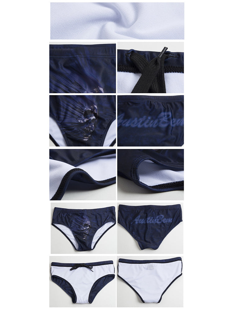 Men's Seamless Comfort Low-Rise Fashionable Graphic Swim Briefs | dmunderwear detail image 15