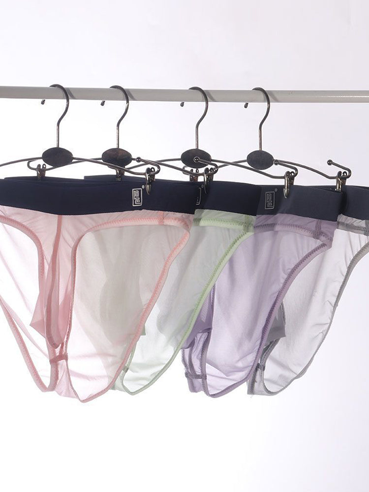 Men's Ultra Thin Ice Silk See-through Briefs | dmunderwear detail image 1