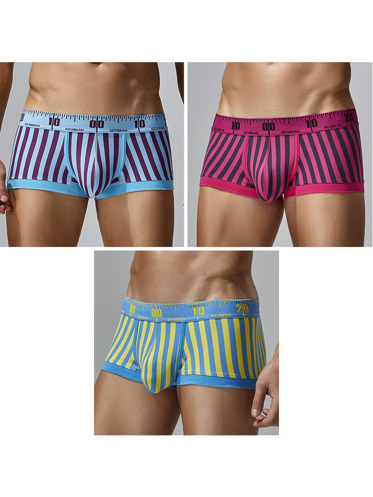 3 Pack Men's Snug Fit Trendy Striped Design Sporty Cut Cooling Airflow Trunks | dmunderwear variant image