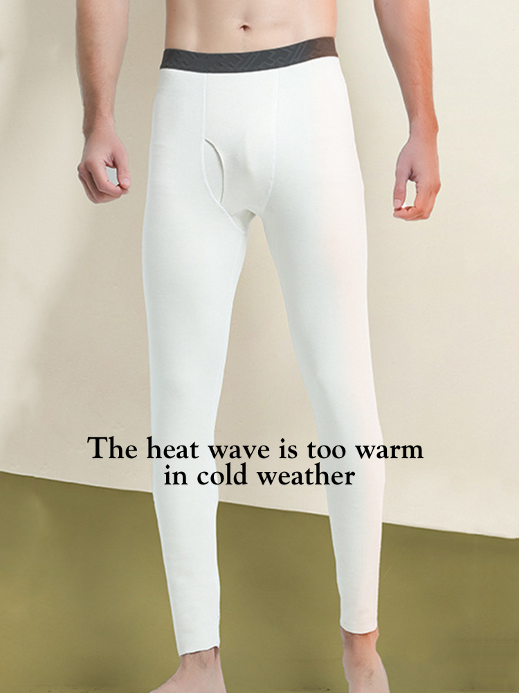 Men's Solid Color Double-Layer Bamboo Fiber Thermal Bottoms | dmunderwear detail image 3
