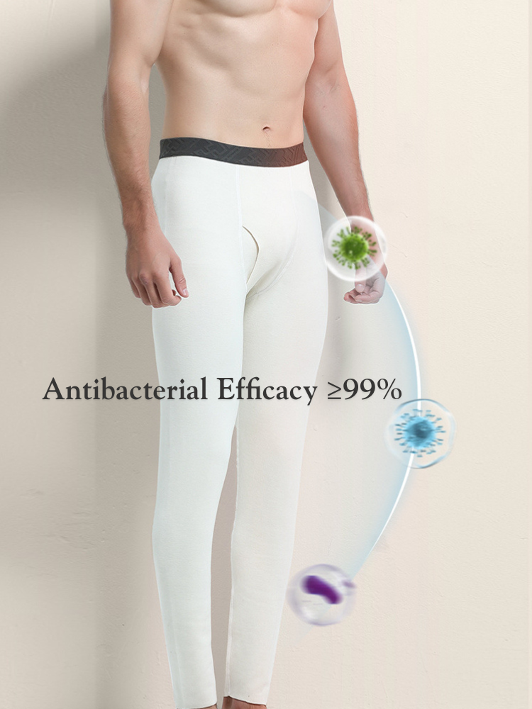 Men's Solid Color Double-Layer Bamboo Fiber Thermal Bottoms | dmunderwear detail image 5