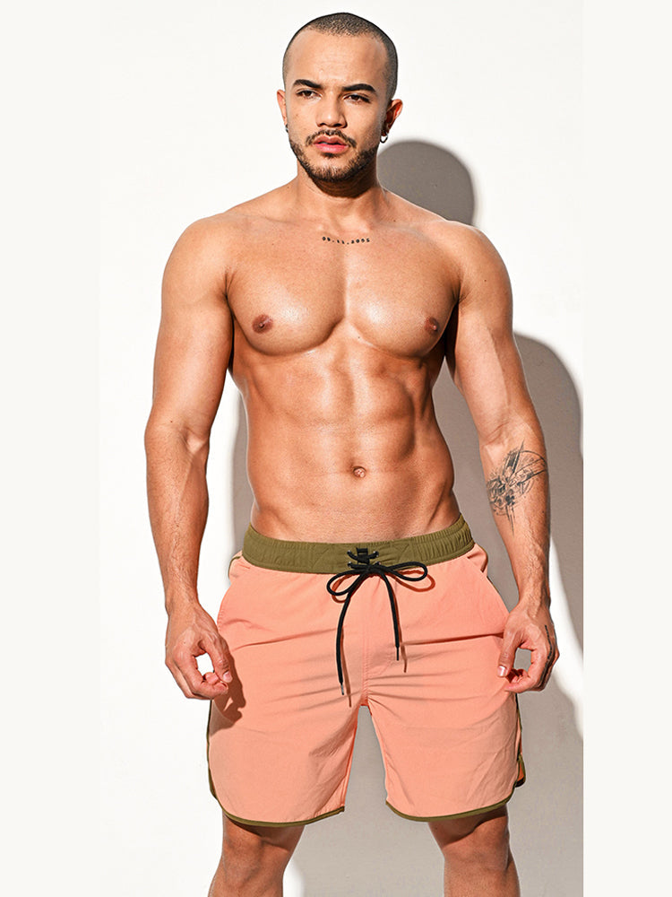 Men's Solid-Colored Breathable Mesh Board Shorts | dmunderwear detail image 1