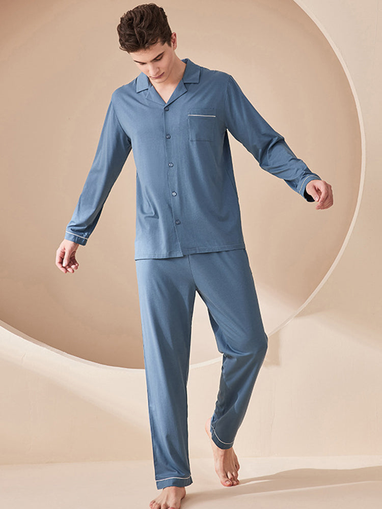 Men's Ultra-Soft Modal Solid Color Skin-Friendly Silky Touch Comfort Pajama Sets | dmunderwear variant image