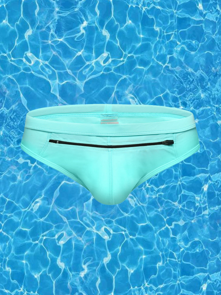 Men's Zippered Pocket Swim Brief And Trunk | dmunderwear detail image 1