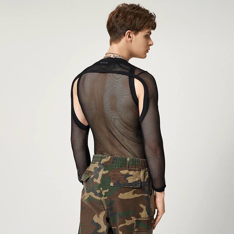 Mesh Long Sleeve Elegant Singlet | dmunderwear detail image 5