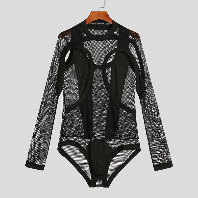 Mesh Long Sleeve Elegant Singlet | dmunderwear detail image 6