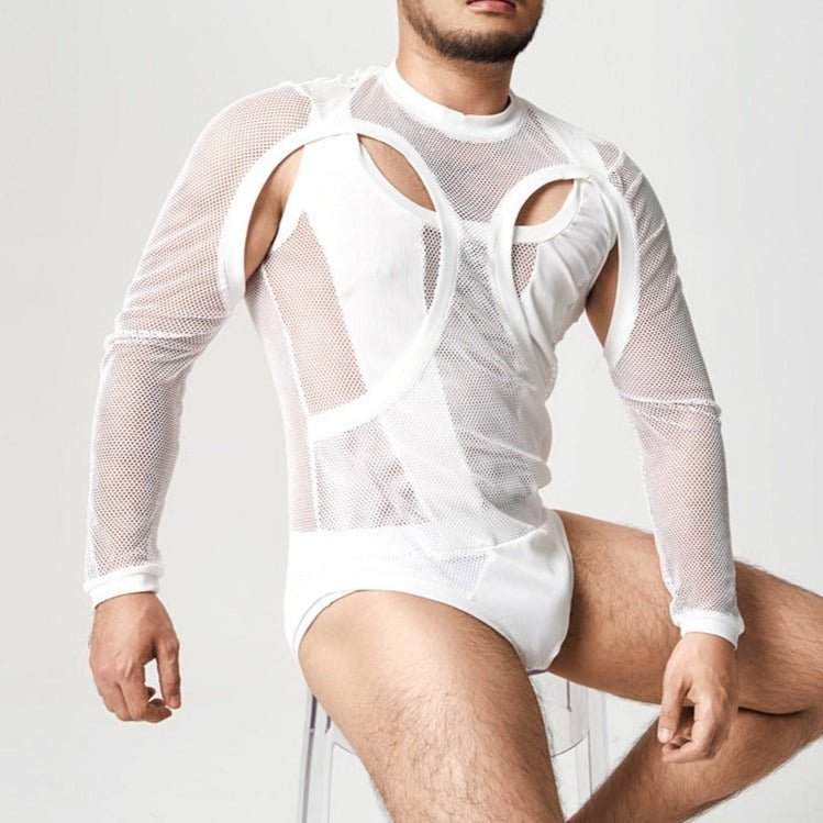 ORVLS Mesh Long Sleeve Elegant Singlet | dmunderwear detail image 3