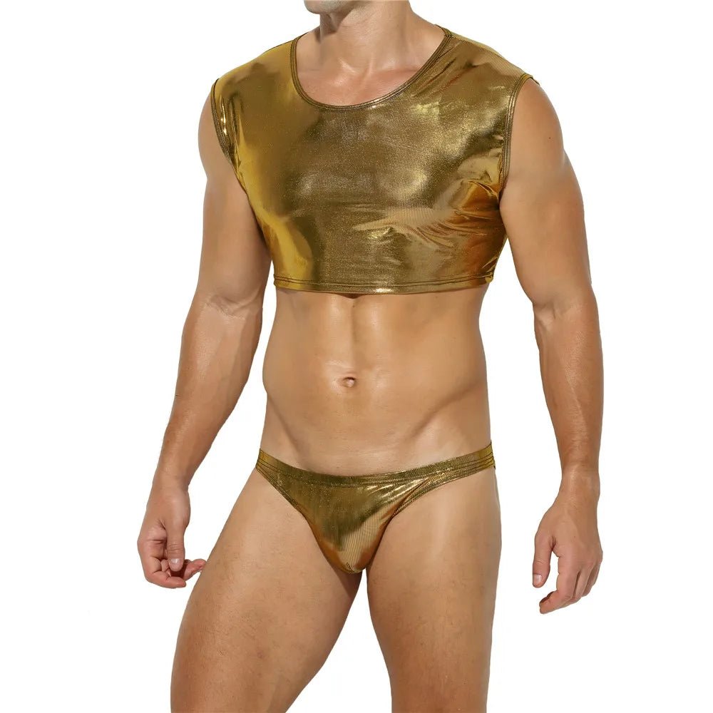Metallic Crop Top and Bottoms | dmunderwear detail image 1