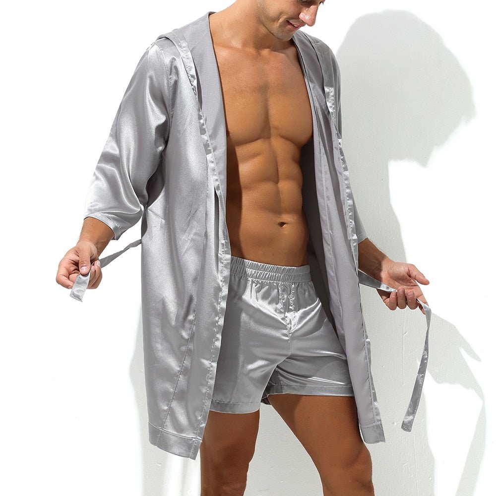 ORVLS Metallic Hooded Robe + Boxers | dmunderwear detail image 1