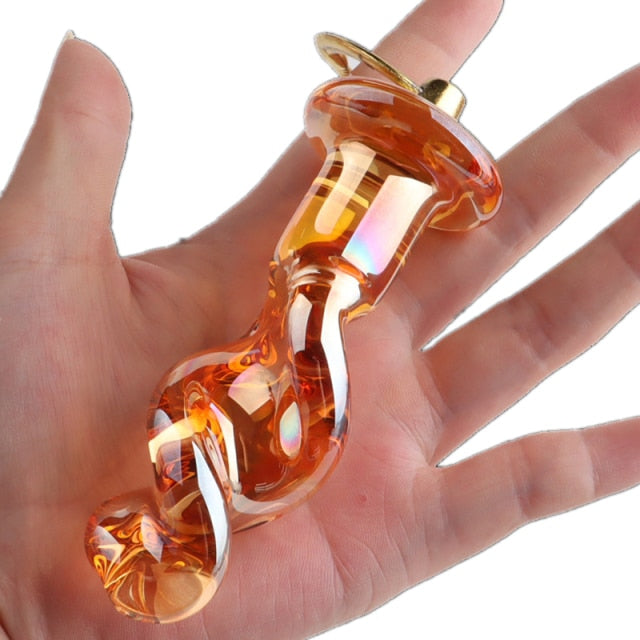 Orange Glass Butt Plug | dmunderwear detail image 4