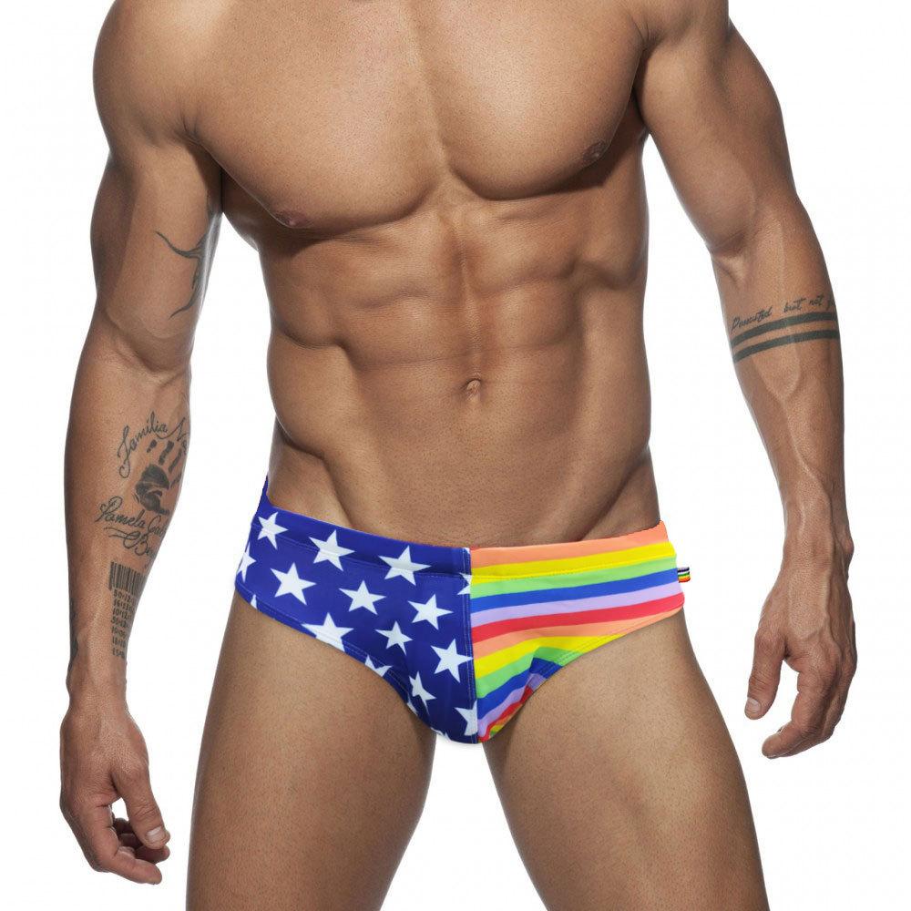 Patriotic Rainbow Swim Briefs | dmunderwear detail image 1