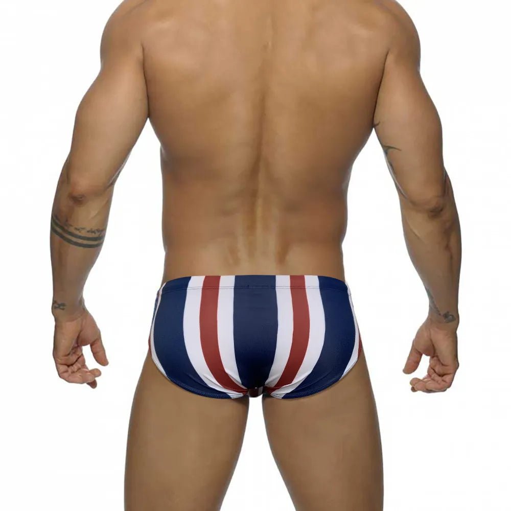 Patriotic Striped Swim Briefs | dmunderwear detail image 5