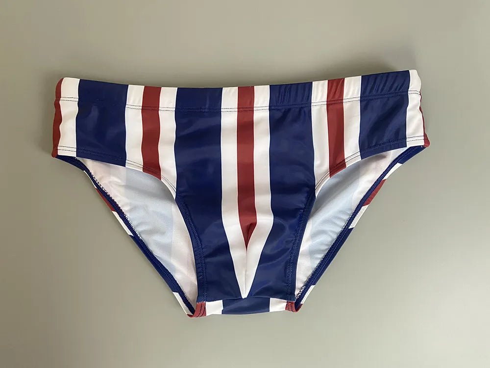 Patriotic Striped Swim Briefs | dmunderwear detail image 6