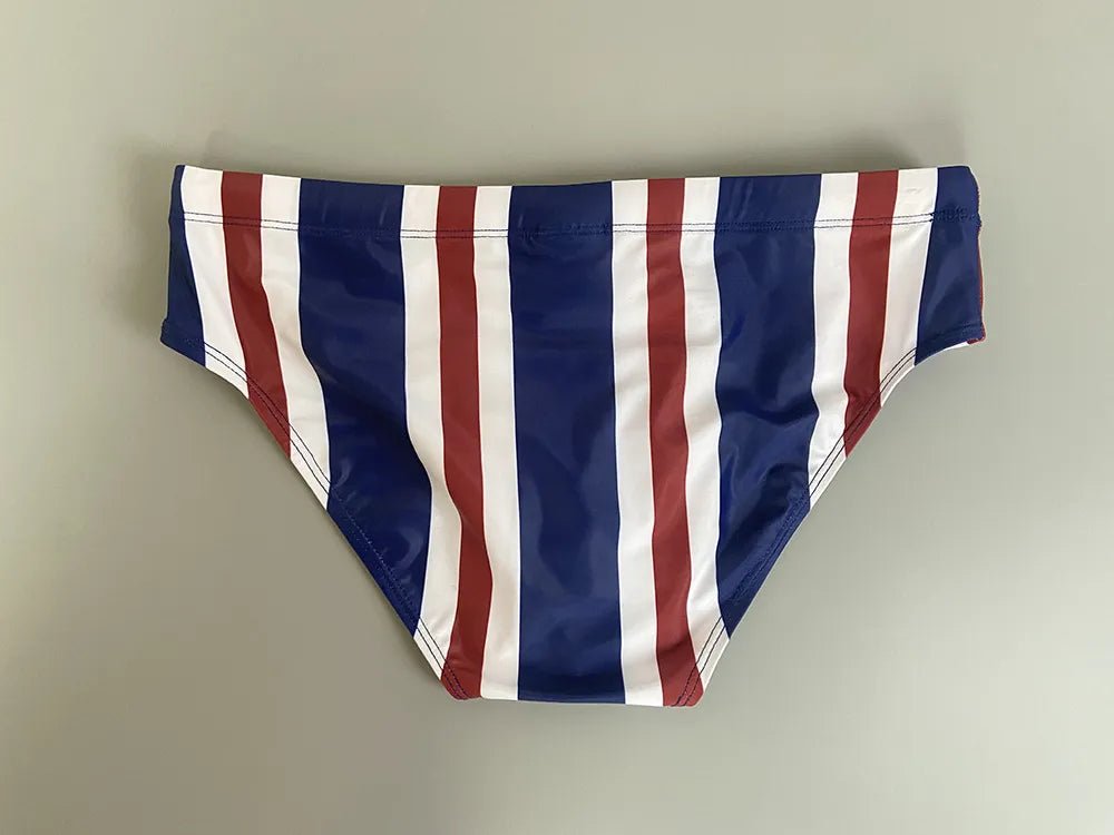 Patriotic Striped Swim Briefs | dmunderwear detail image 7